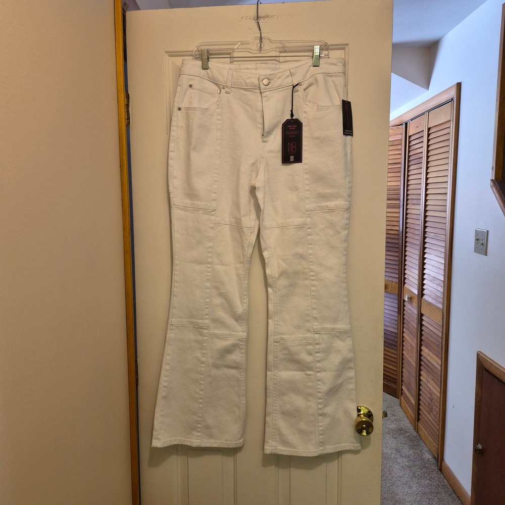 NO BOUNDARIES Y2K Womens High Rise Flare‎ Jeans White Stretch Size 15